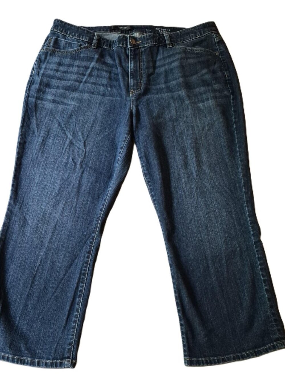 Simply Vera Wang Boyfriend Capri Jeans Women 16W Blue Mid Rise Stretch Denim